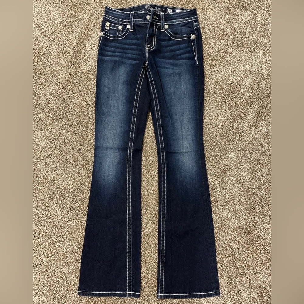 MISS ME BOOTCUT DENIM JEANS.